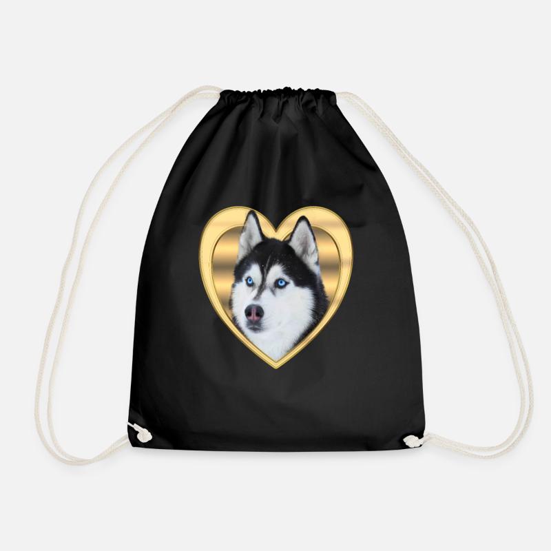 Husky - Husky Hund - Siberian Husky - Turnbeutel - Schwarz