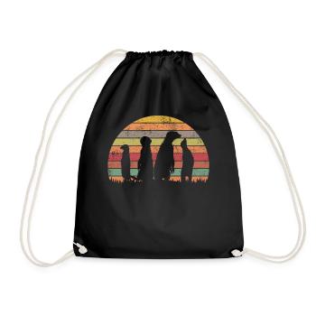 Suricate | Retro suricate rétro cadeau - Sac de sport léger - noir - Devant