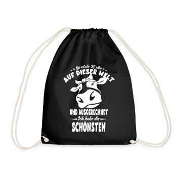 Rinder Bauer Landwirt - Kuh Bauern Geschenk - Turnbeutel - Schwarz - Vorne