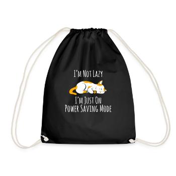 I'M not lazy I'm just on Power Saving Mode Cat - Drawstring Bag - black - Front