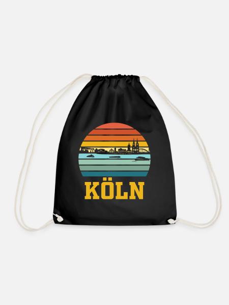 Köln | Kölner Retro Skyline - Turnbeutel - Schwarz