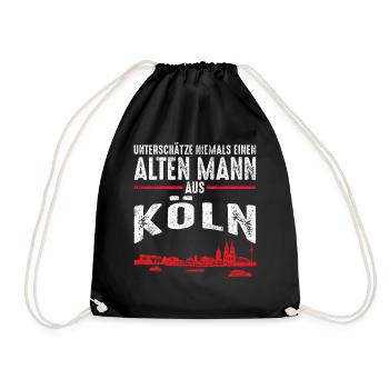 Alter Mann - Köln Kölner | Retro Vintage Style - Turnbeutel - Schwarz - Vorne
