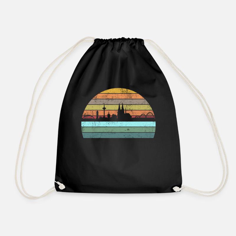 Köln Kölner Skyline Retro Vintage Style - Turnbeutel - Schwarz