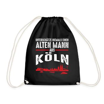 Köln Kölner lustiges alter Mann Geschenk - Turnbeutel - Schwarz - Vorne