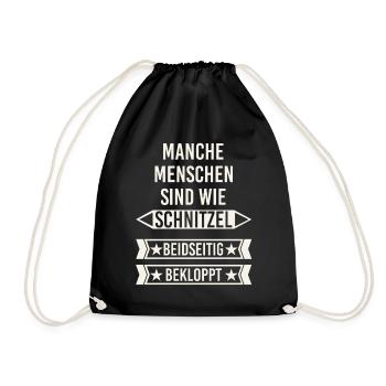 Menschen sind wie Schnitzel - beidseitig bekloppt - Turnbeutel - Schwarz - Vorne