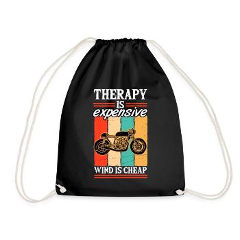 Therapy is expensive Wind is Cheap Motorcyclists - Drawstring Bag - black - Front