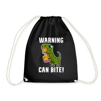 Dinosaurs with pizza - Drawstring Bag - black - Front