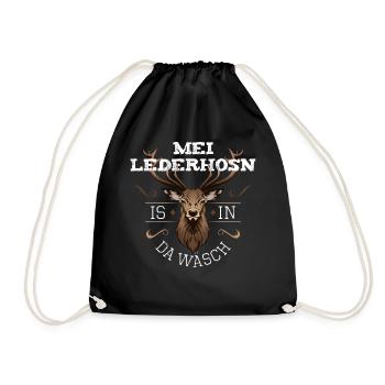 Mei Lederhosn is in da Wäsch Ersatz Lederhose - Turnbeutel - Schwarz - Vorne