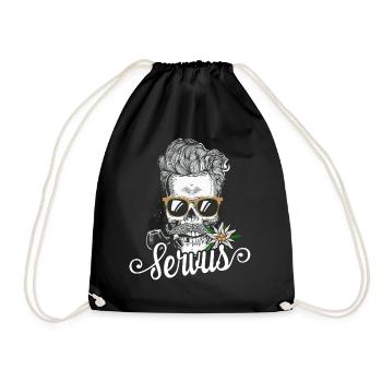 Servus Totenkopf Bayern Tirol Tracht - Turnbeutel - Schwarz - Vorne