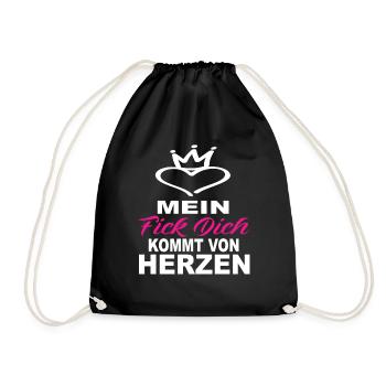 Mein Fick Dich Kommt Von Herzen - Fick Dich - Turnbeutel - Schwarz - Vorne
