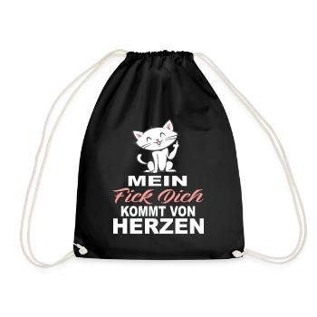 Mein Fick Dich Kommt Von Herzen - Lustige Sprüche - Turnbeutel - Schwarz - Vorne
