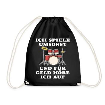 ICH SPIELE UMSONST - SCHLAGZEUG DRUMS - Turnbeutel - Schwarz - Vorne