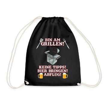Herren Grill & Barbecue Spruch BBQ Bin Am Grillen - Turnbeutel - Schwarz - Vorne