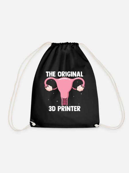 The Original 3D Printer Funny 3D Printing Uterus P - Turnbeutel - Schwarz