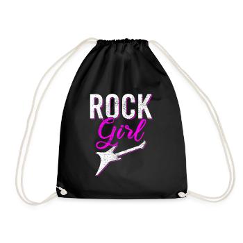rock girl - Drawstring Bag - black - Front