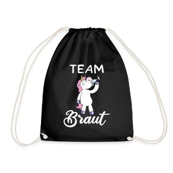 Team Braut Einhorn JGA Junggesellinnenabschied - Turnbeutel - Schwarz - Vorne