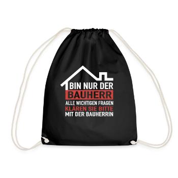 Hausbau Bauherr - Richtfest Bauherren Haus Bauherr - Turnbeutel - Schwarz - Vorne