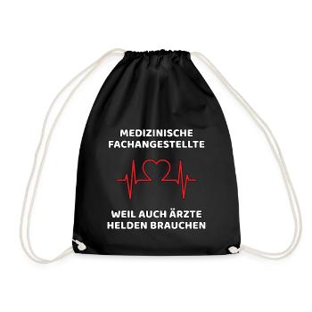 MFA lustiger Spruch - Helden - Turnbeutel - Schwarz - Vorne