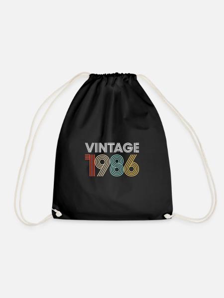 Vintage 1986 Birthday - Drawstring Bag - black