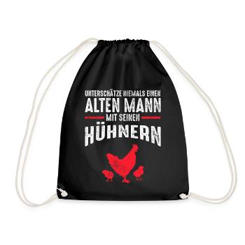 Hühner Geflügel Hahn Männer Spruch Geschenk - Turnbeutel - Schwarz - Vorne