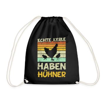 Hühner - Echte Kerle haben Hühner - Turnbeutel - Schwarz - Vorne