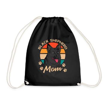 Black German Shepherd Mom Mother's Day - Drawstring Bag - black - Front