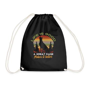 Life is good A Great Dane does it - Drawstring Bag - black - Front