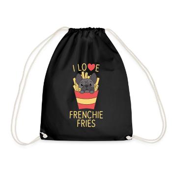 Frenchie Fries - doux Franösiche Bulldoge Frites - Sac de sport léger - noir - Devant