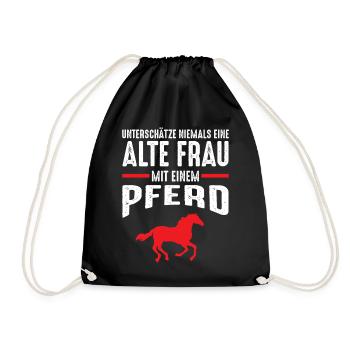 Reiterin Pferd Reiten Reitsport Pferdesprüche - Turnbeutel - Schwarz - Vorne