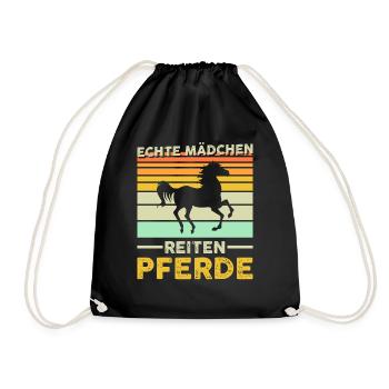 Reiterin Pferd Reiten Geschenk - Turnbeutel - Schwarz - Vorne