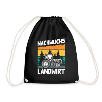 Nachwuchs Landwirt Traktor Trecker Bauer Geschenk - Turnbeutel - Schwarz - Vorne