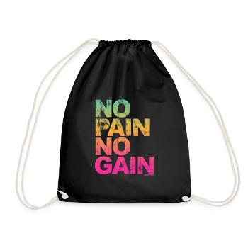 No Pain No Gain - Entraînement Fitness Hommes Femmes - Sac de sport léger - noir - Devant