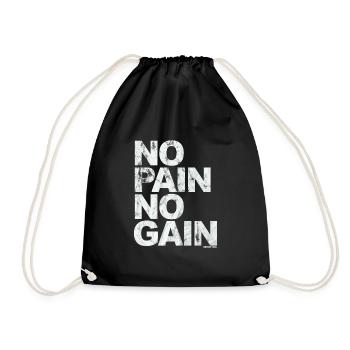 No Pain No Gain - Training Fitness Männer Frauen - Turnbeutel - Schwarz - Vorne