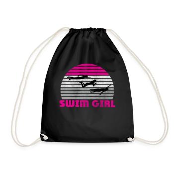 Schwimm Girl Schwimmerin Schwimmen Mädchen - Turnbeutel - Schwarz - Vorne
