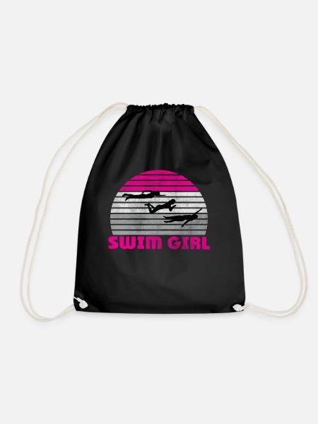 Schwimm Girl Schwimmerin Schwimmen Mädchen - Turnbeutel - Schwarz