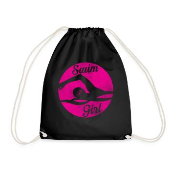 Schwimm Girl Schwimmerin Schwimmen Mädchen - Turnbeutel - Schwarz - Vorne