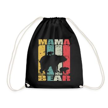 Mama Bear Baby Bear Family Mother Bear Mommy Bear - Drawstring Bag - black - Front