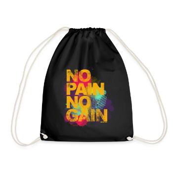 No Pain No Gain - Training Fitness Männer Frauen - Turnbeutel - Schwarz - Vorne