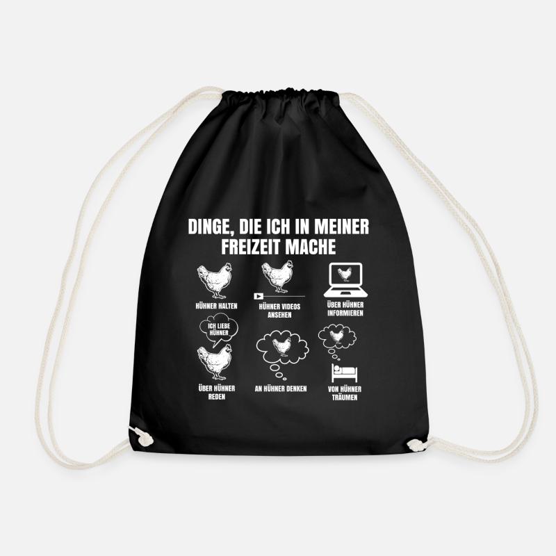 Dinge In Meiner Freizeit Mache Hühner Huhn - Turnbeutel - Schwarz