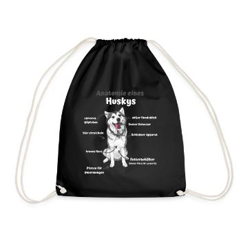 Anatomie eines Huskys süße Hunde lustiger Welpe - Turnbeutel - Schwarz - Vorne