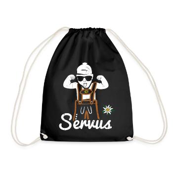 Servus Lederhose Tracht lustig Bayern - Turnbeutel - Schwarz - Vorne