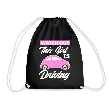 Novice driver's license girl gift - Drawstring Bag - black - Front
