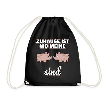 Zuhause ist wo meine Schweine sind - Turnbeutel - Schwarz - Vorne