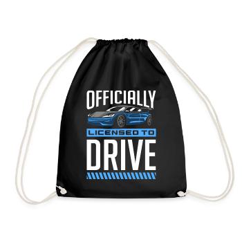 Guys driver's license gift idea motorist - Drawstring Bag - black - Front