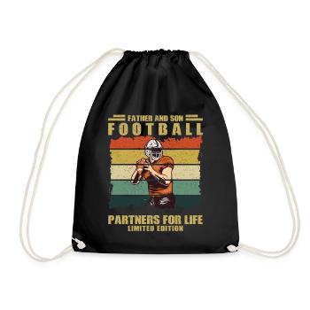 American Football Father Son Fan Sports Gift - Drawstring Bag - black - Front