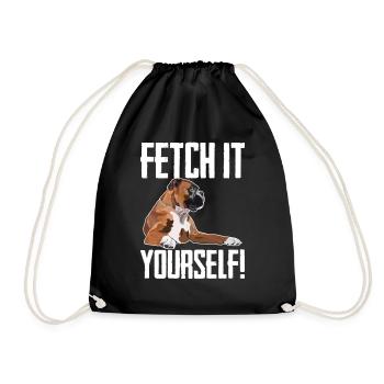 Boxer Dog Fetch It Yourself - Drawstring Bag - black - Front