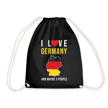 Ich liebe Deutschland Deutsch Flagge - Turnbeutel - Schwarz - Vorne