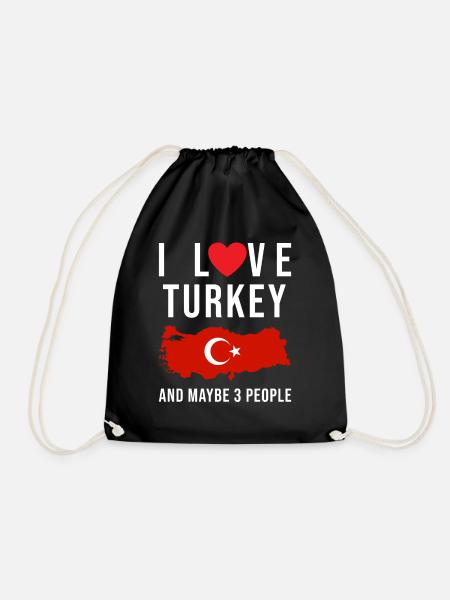 Turkey I love Turkey - Drawstring Bag - black