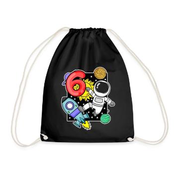 6. Geburtstag Astronaut 6 Jahre Jungen Geschenk - Turnbeutel - Schwarz - Vorne