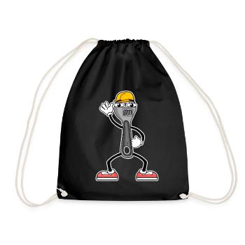 Tool Cartoon Wrench - Drawstring Bag - black - Front
